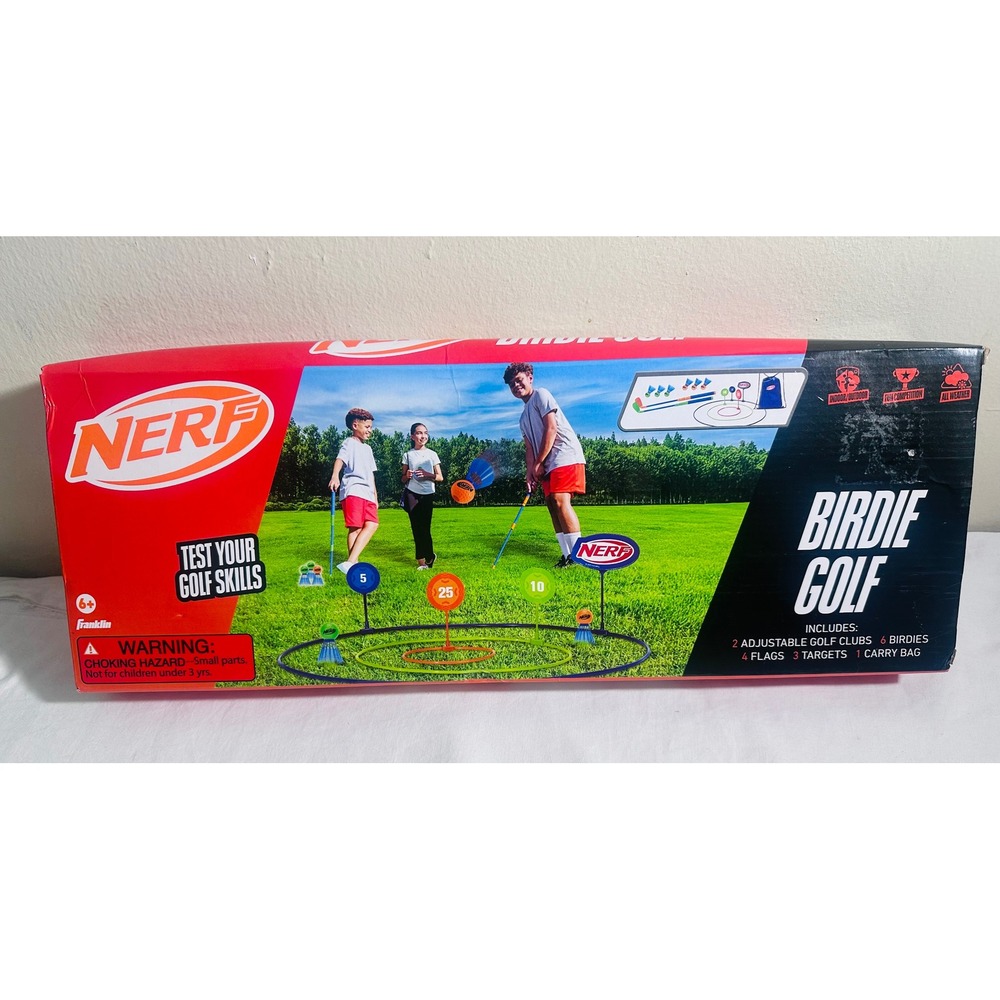 NERF Birdie Golf Game Set Kids Indoor/Outdoor Backyard Golf Skill Game New Toy